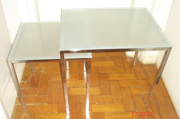 Conjunto de mesa ninho 2 pças cromado c/vidro